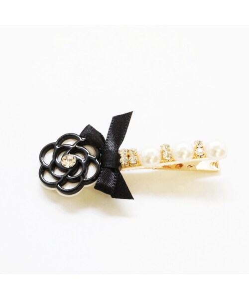 ★CHANELリボンパール ヘアクリップ CHANEL シャネル バレッタ ヘアクリップ 髪留め リボン パール