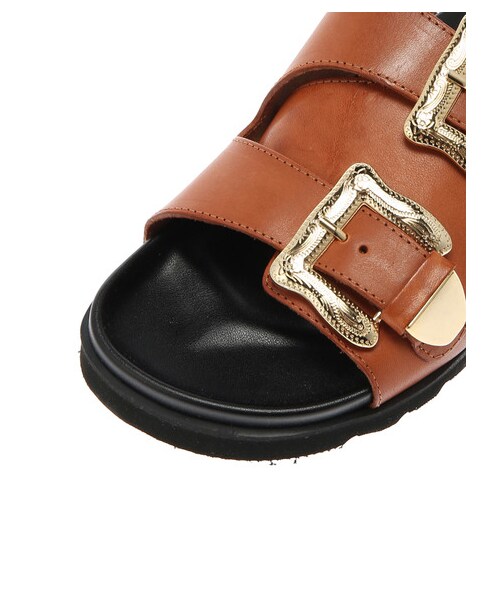 GARAGE OF GOOD CLOTHING（ガレージオブグッドクロージング）の「【Select item】MOHI ダブルバックルサンダル（シューズ・ブラック/キャメル・35/36/37/38）」の4枚目の写真