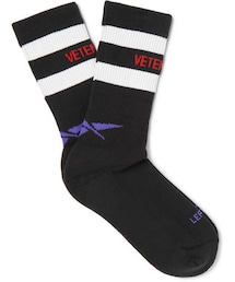 VETEMENTS | Vetements + Reebok Ribbed Striped Cotton-Blend Socks(ソックス/靴下)