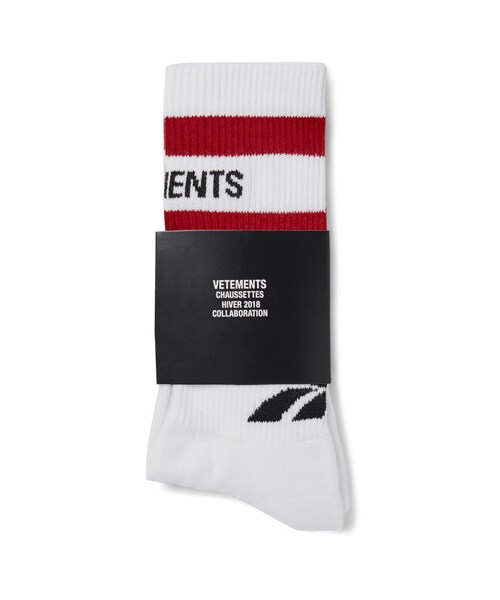 VETEMENTS(ヴェトモン)の「Vetements + Reebok Ribbed Striped Cotton-Blend Socks(ソックス/靴下・メンズ・White・39-42/43-46)」の3枚目の写真