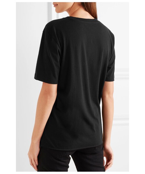 Saint Laurent(サンローラン)の「Saint Laurent - Printed Cotton-jersey T-shirt - Black(Tシャツ/カットソー・レディース・Black・medium)」の4枚目の写真