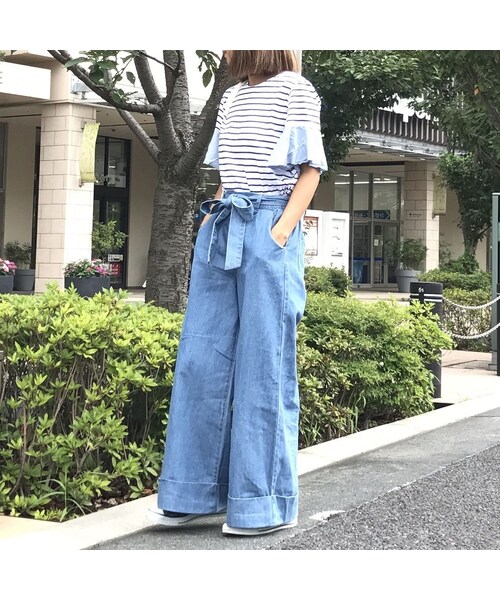 copine（コピン）の「【期間限定価格】袖カラーフレアゆったりボーダーカットソー（2color）【クリックポスト対象商品】（Tシャツ/カットソー・レディース・その他）」の6枚目の写真