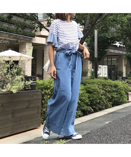 copine（コピン）の「【期間限定価格】袖カラーフレアゆったりボーダーカットソー（2color）【クリックポスト対象商品】（Tシャツ/カットソー・レディース・その他）」の4枚目の写真