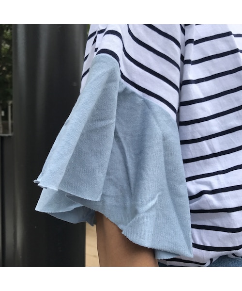 copine（コピン）の「【期間限定価格】袖カラーフレアゆったりボーダーカットソー（2color）【クリックポスト対象商品】（Tシャツ/カットソー・レディース・その他）」の8枚目の写真