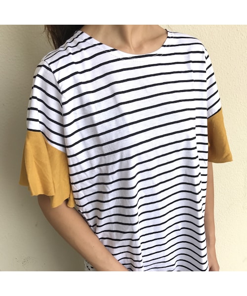 copine（コピン）の「【期間限定価格】袖カラーフレアゆったりボーダーカットソー（2color）【クリックポスト対象商品】（Tシャツ/カットソー・レディース・その他）」の12枚目の写真