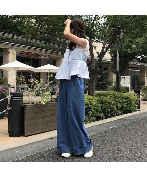 copine(コピン)の「リボンベルト付き裾ロールアップワイドデニムパンツ(3color)(デニムパンツ・レディース・その他)」の7枚目の写真