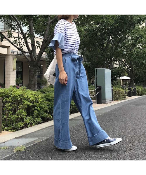 copine(コピン)の「リボンベルト付き裾ロールアップワイドデニムパンツ(3color)(デニムパンツ・レディース・その他)」の13枚目の写真