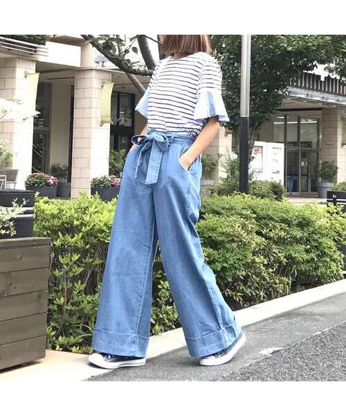 copine(コピン)の「リボンベルト付き裾ロールアップワイドデニムパンツ(3color)(デニムパンツ・レディース・その他)」の10枚目の写真