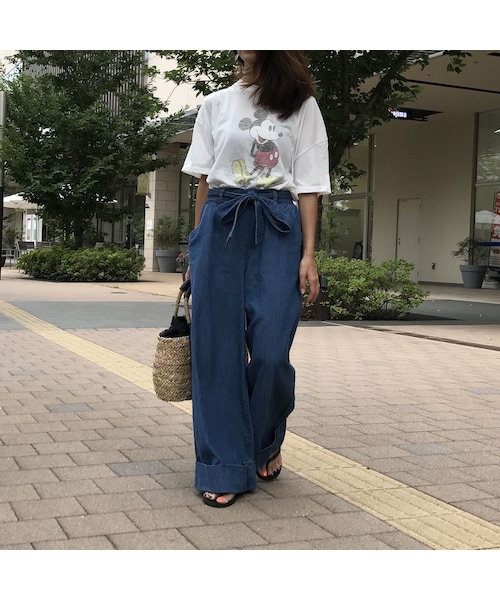 copine(コピン)の「リボンベルト付き裾ロールアップワイドデニムパンツ(3color)(デニムパンツ・レディース・その他)」の4枚目の写真
