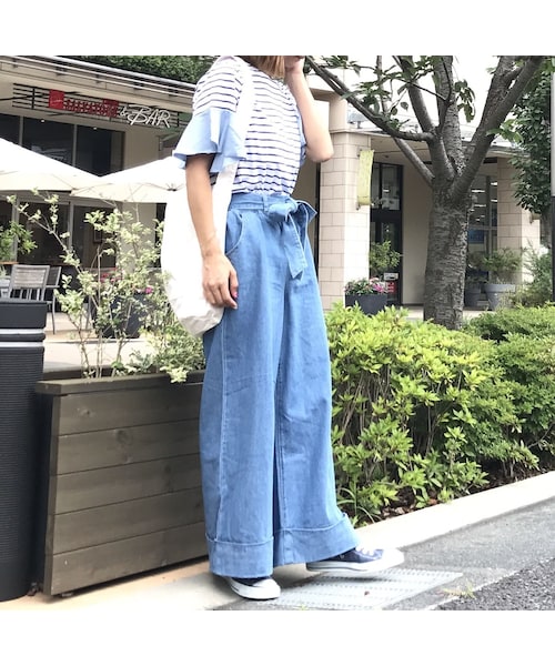copine(コピン)の「リボンベルト付き裾ロールアップワイドデニムパンツ(3color)(デニムパンツ・レディース・その他)」の12枚目の写真