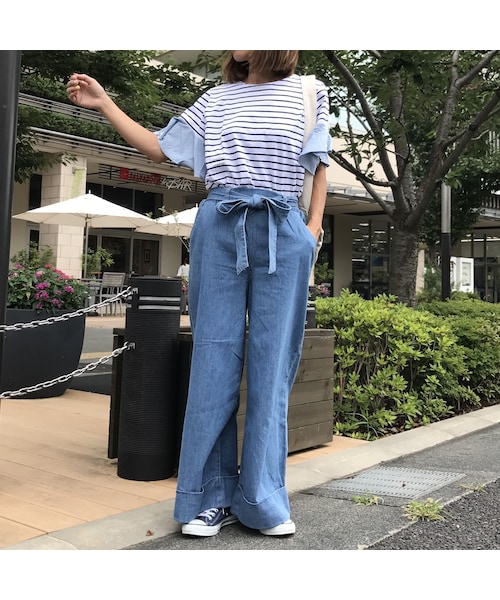 copine(コピン)の「リボンベルト付き裾ロールアップワイドデニムパンツ(3color)(デニムパンツ・レディース・その他)」の11枚目の写真