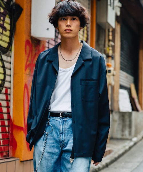 LIDNM（リドム）の「LIDnM×RYO グログランコンビウールオープンカラーシャツ（トップス）」