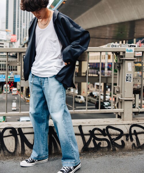 LIDNM（リドム）の「LIDnM×RYO ユーズドワイドタックデニム（デニムパンツ・メンズ・ブルー・S, M）」の2枚目の写真