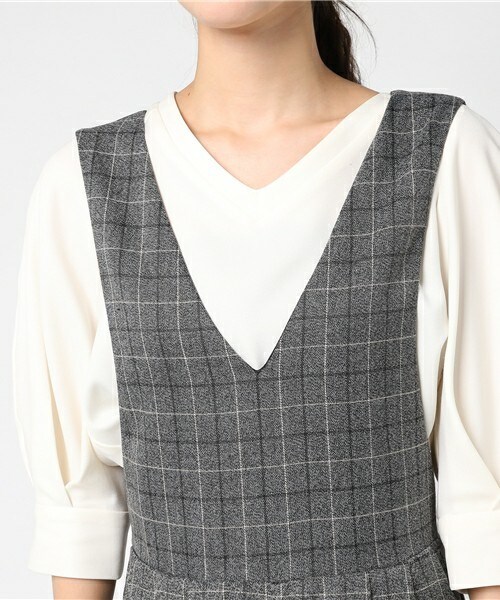 archives（アルシーヴ）の「グレンチェックサロペット（ワンピース・レディース・モカ/イエロー/レッド・MEDIUM）」の7枚目の写真