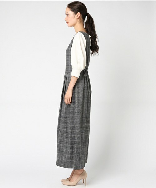 archives（アルシーヴ）の「グレンチェックサロペット（ワンピース・レディース・モカ/イエロー/レッド・MEDIUM）」の5枚目の写真