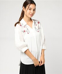 INTERPLANET | 綿ローン刺繍スキッパーシャツ(シャツ/ブラウス)