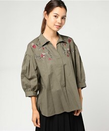 INTERPLANET | 綿ローン刺繍スキッパーシャツ(シャツ/ブラウス)