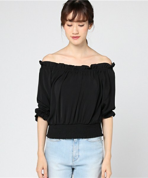 archives（アルシーヴ）の「オフショルシャーリングプルオーバー（シャツ/ブラウス・レディース・ブラック/グレー/ワイン・MEDIUM）」の4枚目の写真