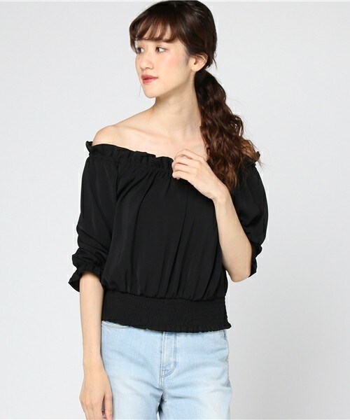 archives（アルシーヴ）の「オフショルシャーリングプルオーバー（シャツ/ブラウス・レディース・ブラック/グレー/ワイン・MEDIUM）」の2枚目の写真