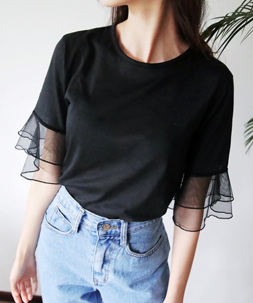 DHOLIC(ディーホリック)の「ティアードシアースリーブTシャツ(Tシャツ/カットソー・レディース・FREE)」の1枚目の写真