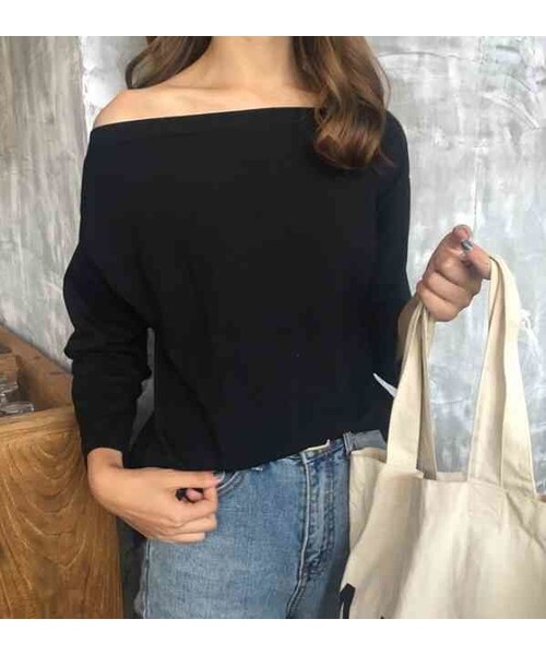 no brand(ノーブランド)の「オフショルダー レディース カットソー Tシャツ 長袖 七分袖 肩だし(Tシャツ/カットソー・レディース・その他)」の8枚目の写真