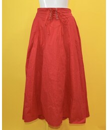 A.D.G | レースアップデザイン フレアロングスカート(RED)(スカート)