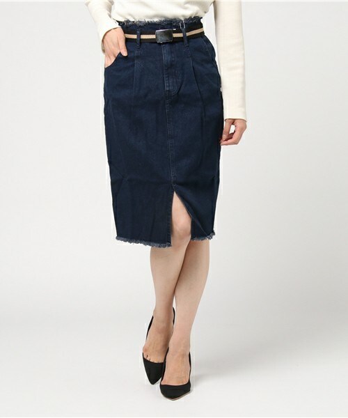 archives（アルシーヴ）の「ハイウエストデニムタイトスカート（デニムスカート・レディース・ネイビー/ロイヤルブルー・MEDIUM）」の2枚目の写真