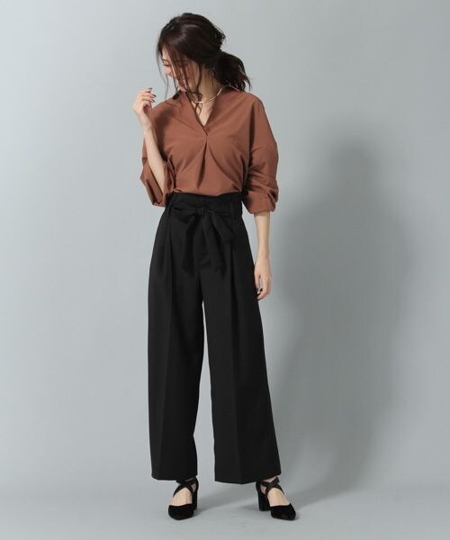 Andemiu(アンデミュウ)の「スタイルセレクトワイドパンツ(パンツ・ブラック/レッド/キャメル)」の4枚目の写真