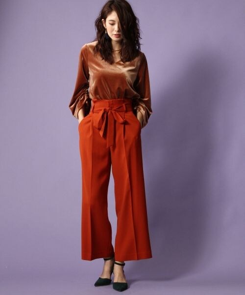 Andemiu(アンデミュウ)の「スタイルセレクトワイドパンツ(パンツ・ブラック/レッド/キャメル)」の5枚目の写真