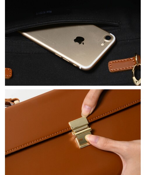 Re:EDIT（リエディ）の「【先行予約受注】フェイクレザー2WAYスクエアバッグ[リエディオリジナル]（バッグ・レディース・ブラック/キャメル/レッド/グリーン・フリーサイズ）」の11枚目の写真