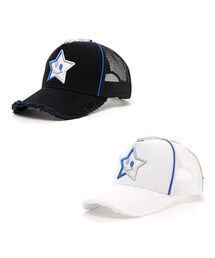 StarLean | スターリアン【公式】 スマイルスター刺繍メッシュキャップ（BLUE×SILVER）(キャップ)