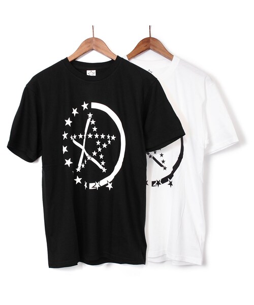 StarLean(スターリアン)の「スターリアン【公式】HALF STAR LINEプリントTシャツ(Tシャツ/カットソー・レディース・ブラック/ホワイト・M/S/LL/L)」の1枚目の写真