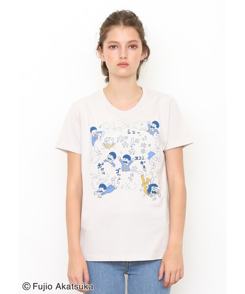 しぇ」ー グラニフ✕おそ松くん イヤミ 赤塚不二夫 半袖 Tシャツ グレー しぇ」ー グラニフ✕おそ松くん イヤミ 赤塚不二夫 半袖 Tシャツ