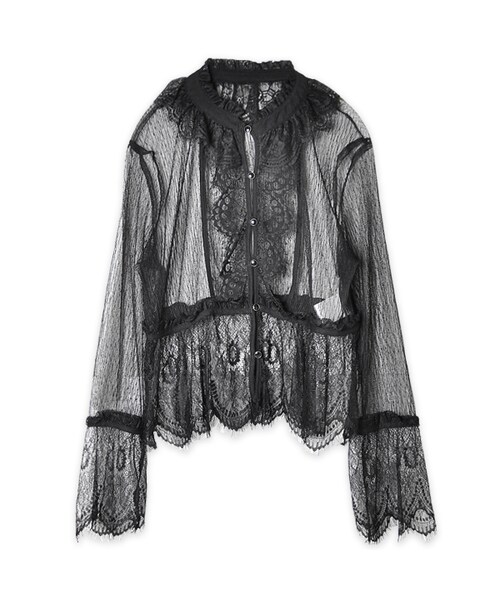 flower(フラワー)の「classic lace blouse ~クラシックレースブラウス(シャツ/ブラウス・レディース・beige/black・FREE)」の2枚目の写真