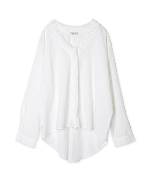 flower（フラワー）の「little frill blouse ～ﾘﾄﾙﾌﾘﾙﾌﾞﾗｳｽ（シャツ/ブラウス・レディース・beige/white・FREE）」の2枚目の写真