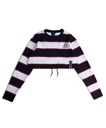 ROMANTIC CROWN | Stripe Crop Sweat Shirt_Navy(その他)