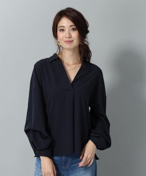 Andemiu(アンデミュウ)の「ソデタックヌケエリブラウス(トップス・チェック/ブラウン/アイボリー/ネイビー)」の18枚目の写真