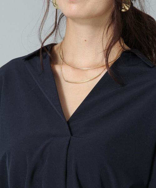 Andemiu(アンデミュウ)の「ソデタックヌケエリブラウス(トップス・チェック/ブラウン/アイボリー/ネイビー)」の13枚目の写真