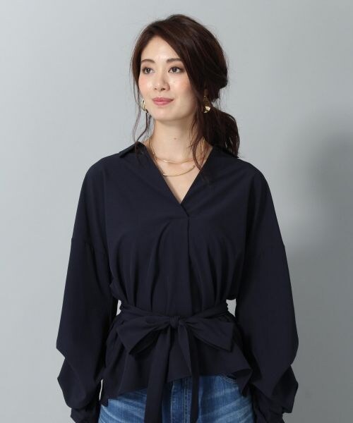 Andemiu(アンデミュウ)の「ソデタックヌケエリブラウス(トップス・チェック/ブラウン/アイボリー/ネイビー)」の9枚目の写真