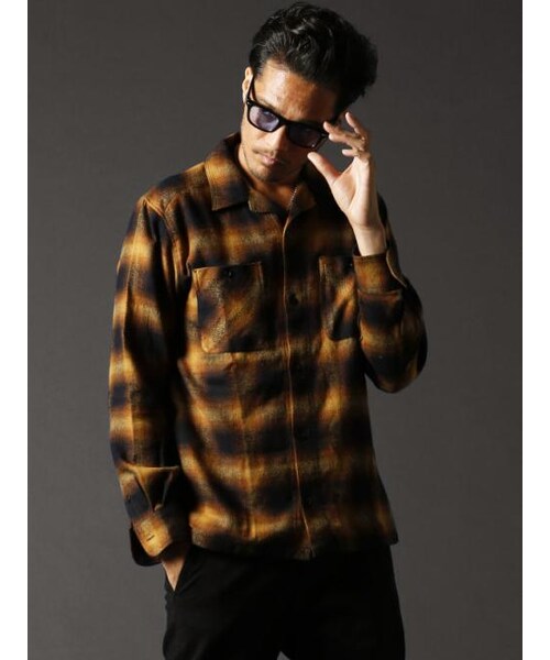 JACKROSE（ジャックローズ）の「ヘリンボンオンブレチェックシャツ（トップス・メンズ・レッド/イエロー・M/L）」の2枚目の写真