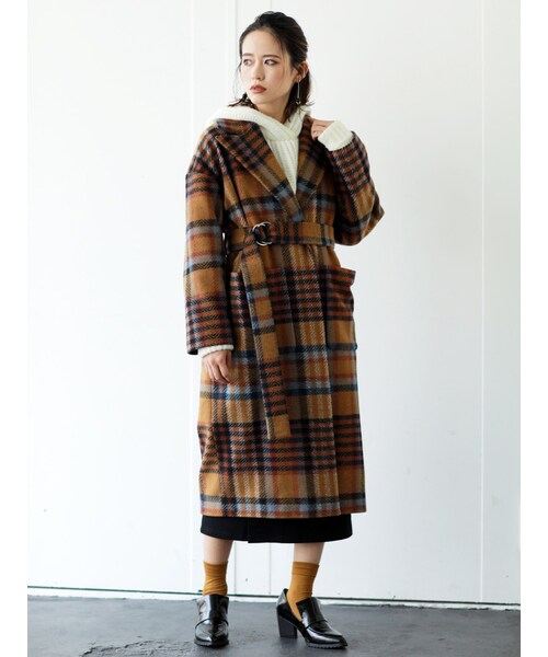 MURUA(ムルーア)の「リングベルトウールコート(ジャケット/アウター・レディース・レッド/ブラウン/ブラック/ミックス・1)」の5枚目の写真