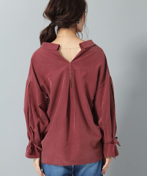 Andemiu（アンデミュウ）の「アクセツキソデボリュームブラウス（トップス・レッド/ブラウン/アイボリー/カーキ）」の17枚目の写真