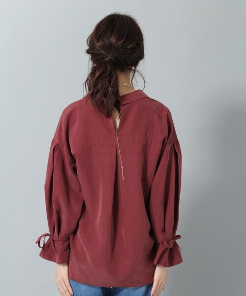 Andemiu（アンデミュウ）の「アクセツキソデボリュームブラウス（トップス・レッド/ブラウン/アイボリー/カーキ）」の11枚目の写真