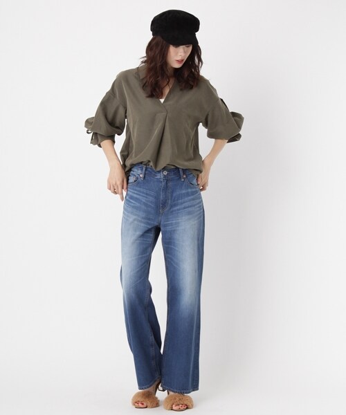 Andemiu（アンデミュウ）の「アクセツキソデボリュームブラウス（トップス・レッド/ブラウン/アイボリー/カーキ）」の5枚目の写真