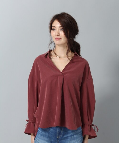 Andemiu（アンデミュウ）の「アクセツキソデボリュームブラウス（トップス・レッド/ブラウン/アイボリー/カーキ）」の9枚目の写真