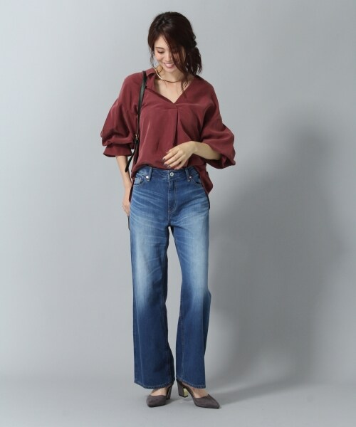 Andemiu（アンデミュウ）の「アクセツキソデボリュームブラウス（トップス・レッド/ブラウン/アイボリー/カーキ）」の7枚目の写真