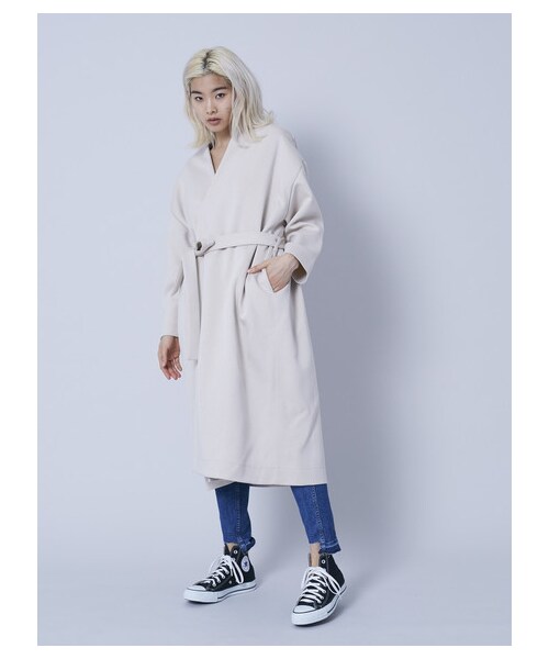 GARAGE OF GOOD CLOTHING(ガレージオブグッドクロージング)の「ダンボールニットガウンコート(ジャケット/アウター・グレー/ライトベージュ・F)」の3枚目の写真