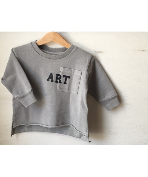 cache cache（カシュ カシュ）の「ARCH&LINE CLOUDY BIG L/S TEE "ART"　(GREY）（パーカー・キッズ・その他）」の2枚目の写真