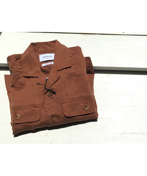 cache cache(カシュ カシュ)の「ARCH&LINE OPENNECKED L/S SHIRT(BROWN) women(シャツ/ブラウス・キッズ・その他)」の1枚目の写真