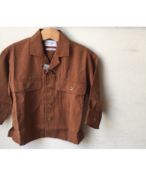 cache cache(カシュ カシュ)の「ARCH&LINE OPENNECKED L/S SHIRT(BROWN) women(シャツ/ブラウス・キッズ・その他)」の2枚目の写真